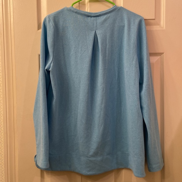 Talbots Sweatshirt Sweater Pullover Robin Egg Blue Pleated Back WM SZ M - Picture 9 of 12